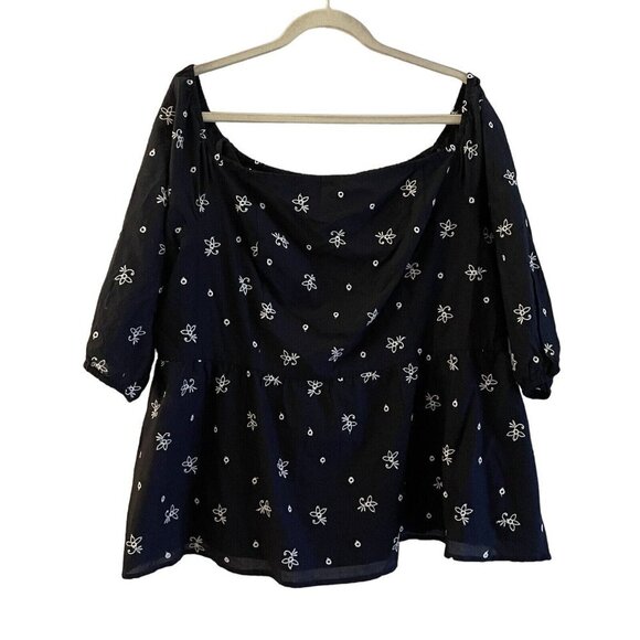 Lane Bryant Women 20 Floral Embroidered Eyelet Off-The-Shoulder Peplum Top NWT - Picture 2 of 11